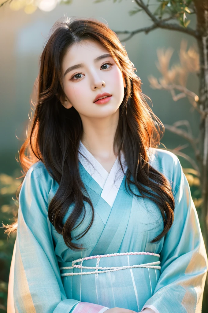 ( masterpiece, top quality, best quality,8k,years old girl,ultra detailed,raw photo:1.5),(photorealistic:1.4), (cinematic lighting), PerfectNwsjMajic, , Surrealism, UHD, ccurate, Super detail, textured skin, High detail, Best quality, dynamic angle, White skin,[Beautiful blue eyes], high nose,(1girl),(good anatomy:0.5)), Dreamy atmosphere,expressive brush strokes, mystical ambiance, Artistic interpretation, a whimsical illustration, Subtle colors and tones, mystical aura, Woman wearing traditional Korean costume,(hanbok:1.3), Joseon dynasty, jeogori,chima,and the po,portrait,(long straight hair:1.5), Her hands held the magic ball 
