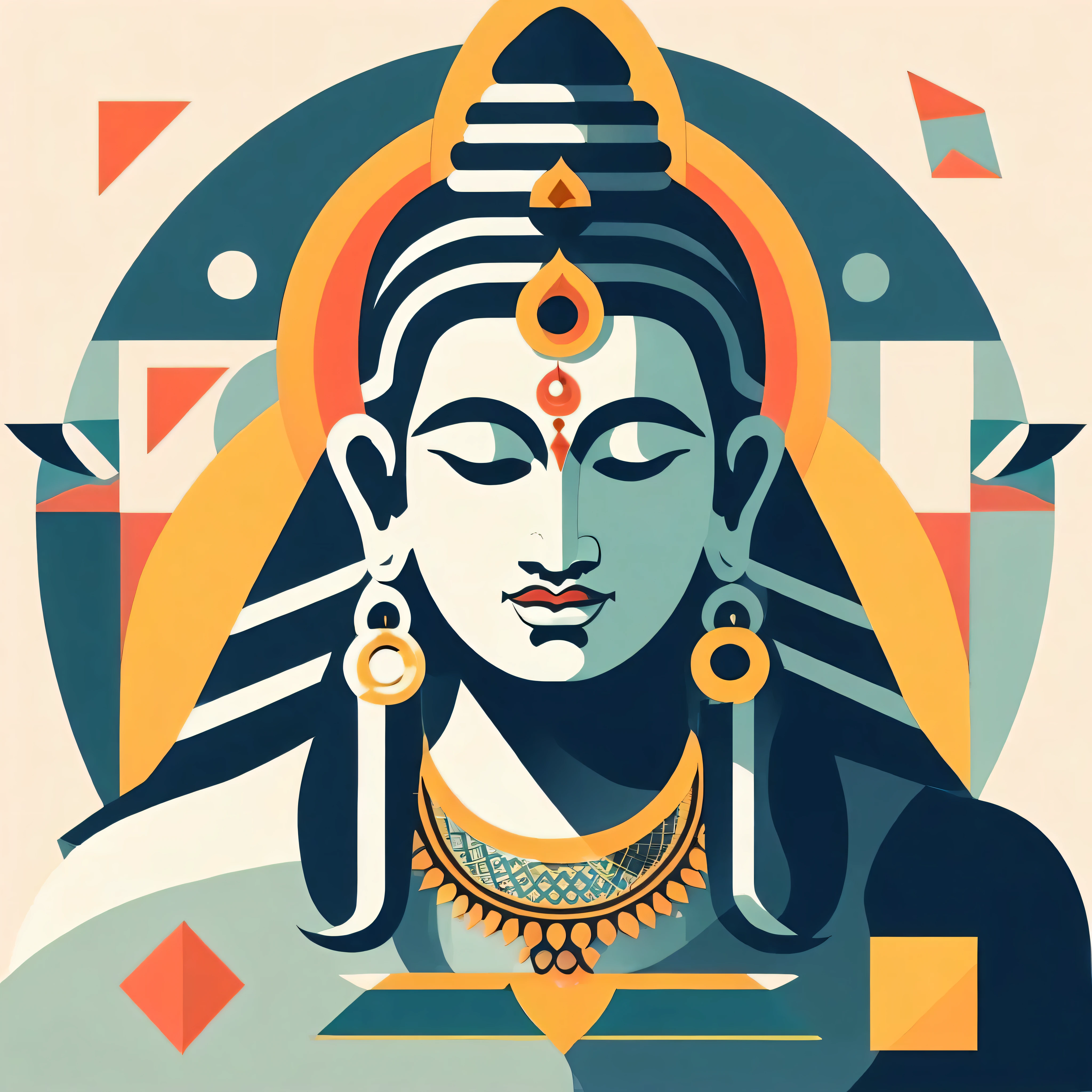 A close up of a lord shiva with geometric shapes