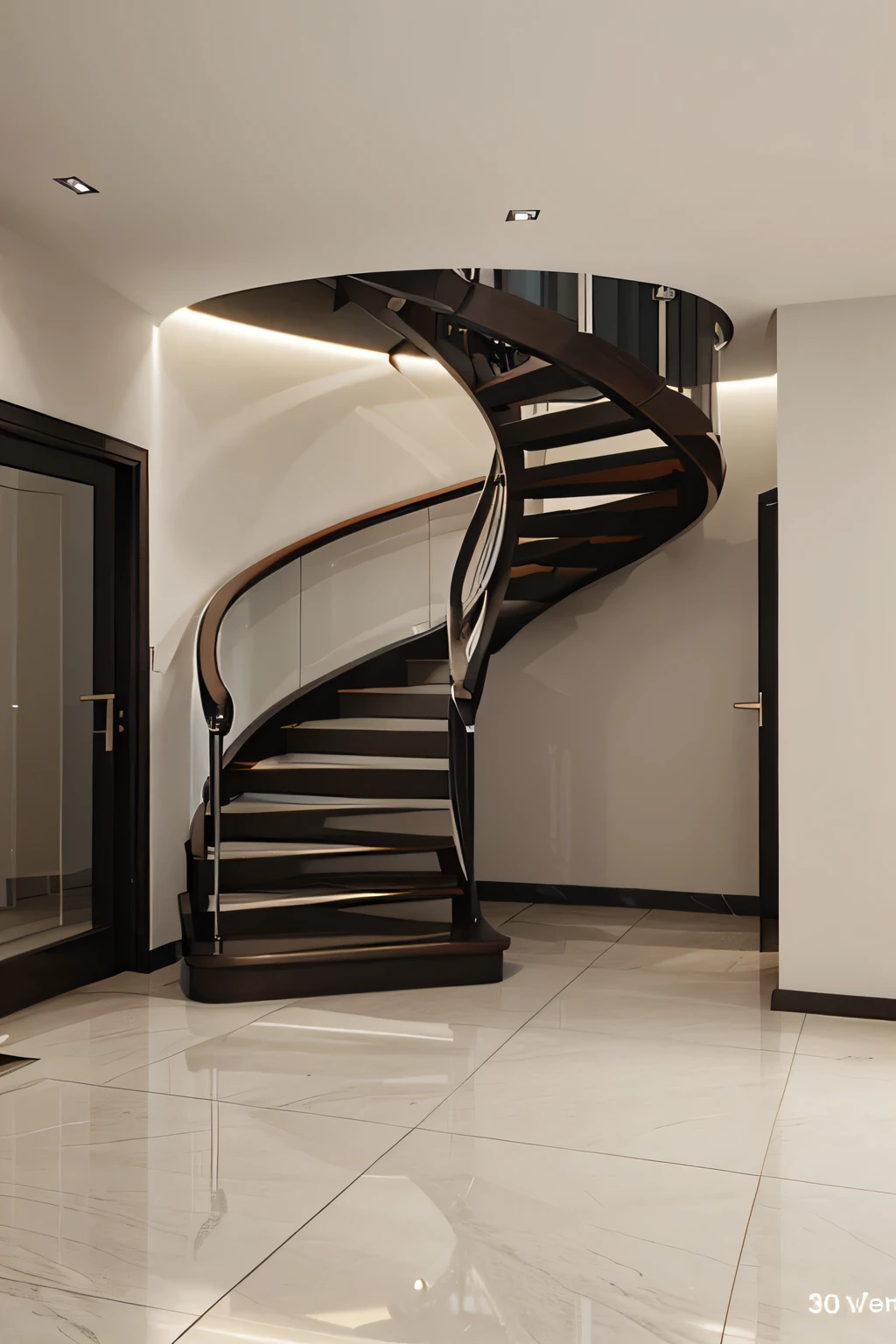 Professional 3d architecture rendering design of modern and French design for circular stairs