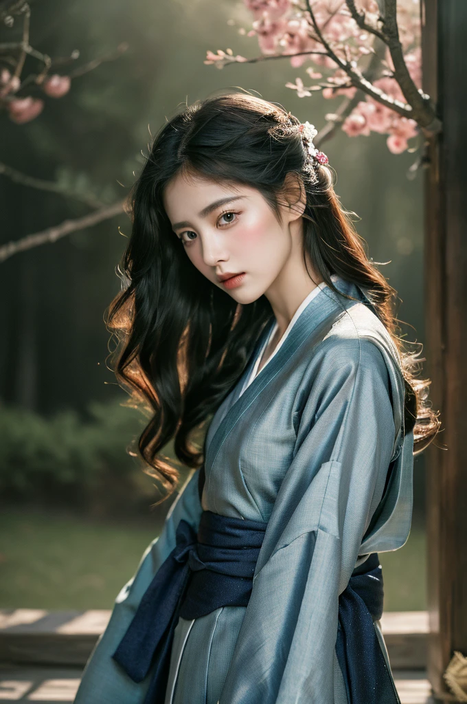 ( masterpiece, top quality, best quality,8k,years old girl,ultra detailed,raw photo:1.5),(photorealistic:1.4), (cinematic lighting), PerfectNwsjMajic, , Surrealism, UHD, ccurate, Super detail, textured skin, High detail, Best quality, dynamic angle, White skin,[Beautiful blue eyes], high nose,(1girl),(good anatomy:0.5)), Dreamy atmosphere,expressive brush strokes, mystical ambiance, Artistic interpretation, a whimsical illustration,dark, Subtle colors and tones, mystical aura, Woman wearing traditional Korean costume,(hanbok:1.3), Joseon dynasty, jeogori,chima,and the po,portrait, assassin, small knife, strong 