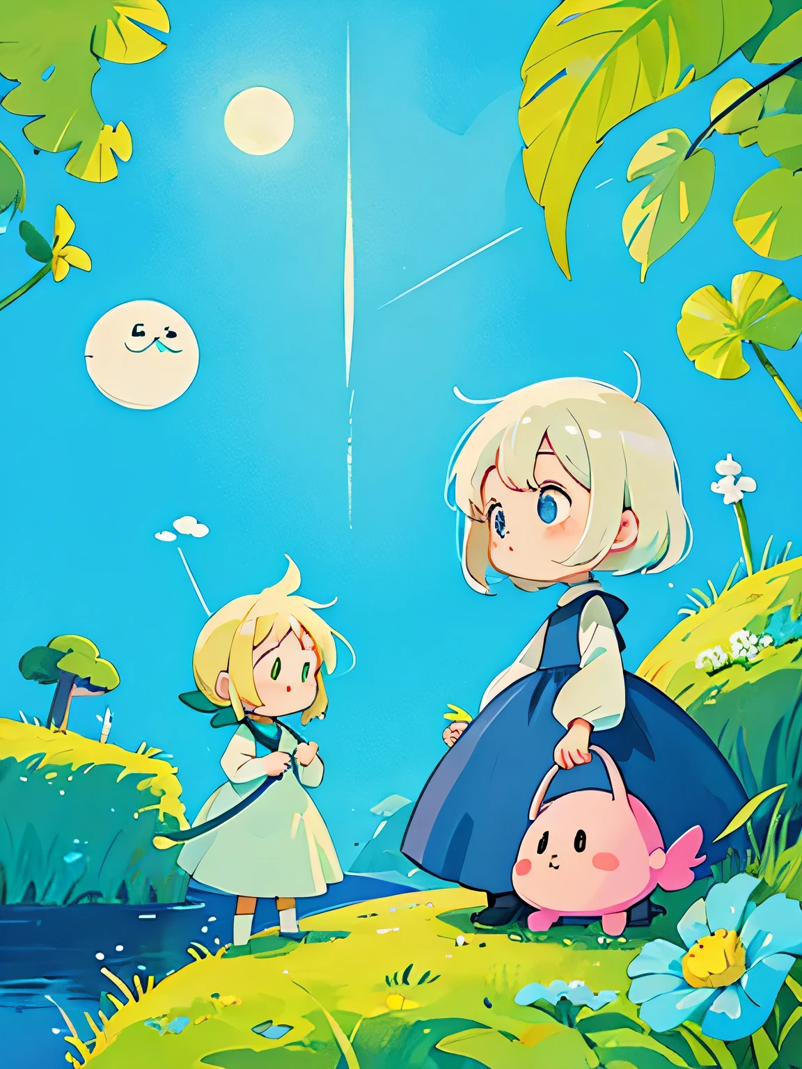 Tove Jansson style, Kawaii Design, The most beautiful girl of all time、chibi, Moonin, Moominvalley