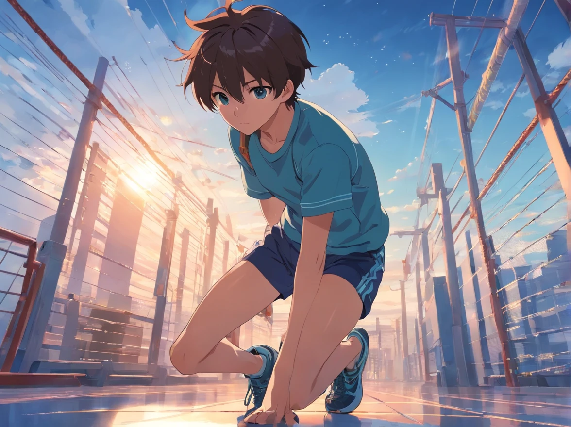 boy、juvenile、Gym suit、Shorts、Restraining the body with rope、
