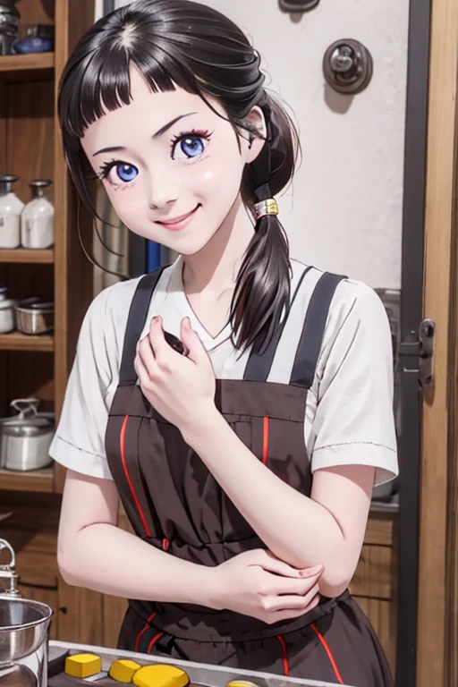 (from above:1.2) (highest quality:1.5),(8k,masterpiece, top quality, best quality,beautiful and aesthetic:1.2,professional illustrasion:1.1,ultra detail:1.3,perfect lighting),extremely detailed,highest detailed,incredibly absurdres , highres, ultra detailed,intricate:1.3,(Alchemy Workshop:1.4),A girl mixing,Medicine in many small bottles,colorful:1.4,zentangle,(1girl),(highly detailed beautiful face and eyes,firm breasts),real skin,((brown hair,long pony tail hair)),thin pubic hair:1.3,cute,lovely,17 years old, learning a cook, alchemist costume,smile,in the kitchen,smile,seductive weak smiling,(with sparkling eyes and a contagious smile),open mouth, Looking at Viewer,
