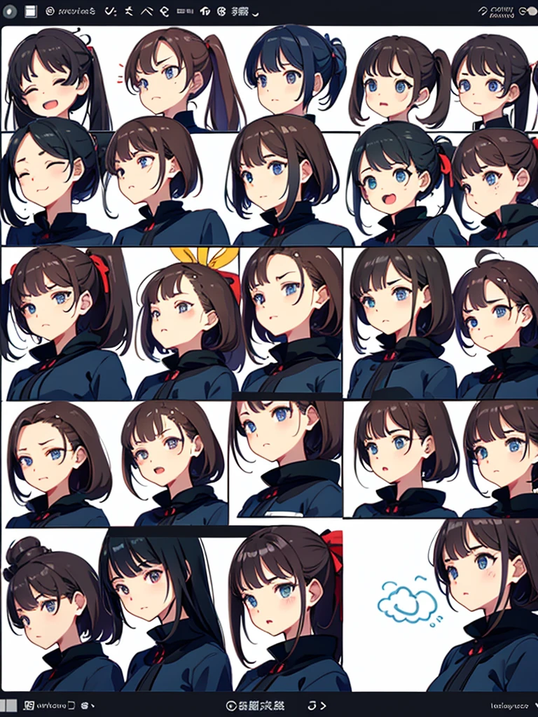 Align the squares、Cartoon style facial expression、最high quality, LINE Stamps、Emoji pattern, Mr.々Various expressions and poses、Upper Body, Little、cute,((Perfect Face)),sketch (10 Emojis,Emoji Sheet,Align the layout),10 poses and expressions(Sad,Rage,Have fun,バカcute,Adorable,Doubt,sleepy,I'm hungry,surprise, smile), Marnie, Aqua Eye, Black Choker, Red ribbon, Pink Dress, jewelry, Black jacket, Open clothes, Long sleeve,(masterpiece:1.3), (High resolution), (8k), (Very detailed), (4K), (Pixiv), Perfect Face, Beautiful eyes and face, (最high quality), (Very detailed), Detailed face and eyes, Black Pantyhose,pubic hair,黄色Peeを漏らす裸の女の子,1 girl,alone,Spread your legs, Embarrassing, blush,Pee, (sweating:1.4),Spread your legs,1 girl, (alone), Rough skin, confused, High resolution, use_fast_no_frozen_style, use_fast_no_frozen_style, Twin tails, Very long hair, high quality,