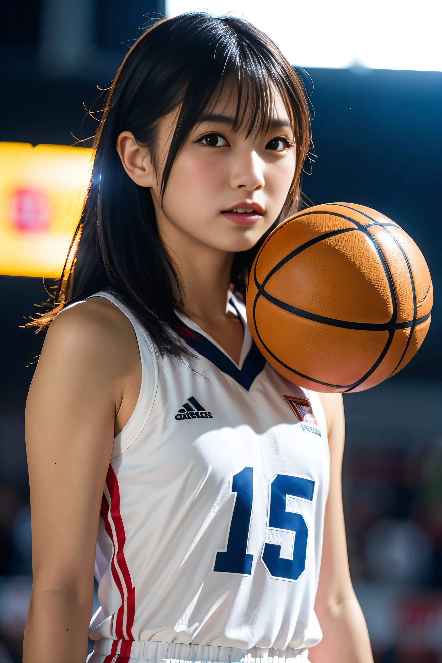 (8k, highest quality, masterpiece:1.2), (Realistic, photo-Realistic:1.37), Super detailed,highest quality, Ultra-high resolution, Professional Lighting, Photon Mapping, Radio City, Physically Based Rendering, Cinema Lighting, Basketball court,Depth of written boundary, Sharp focus,Sunbeam, Good composition,(Bokeh:1.2) One girl,alone,(whole body), (Mouth closed),Beautiful fine details, Pause, Tight waist,Basketball Uniforms, Black Hair,Messy Hair,Long hair blowing in the wind,(Ulzzang-6500:1.2)
Mix 4, Hello