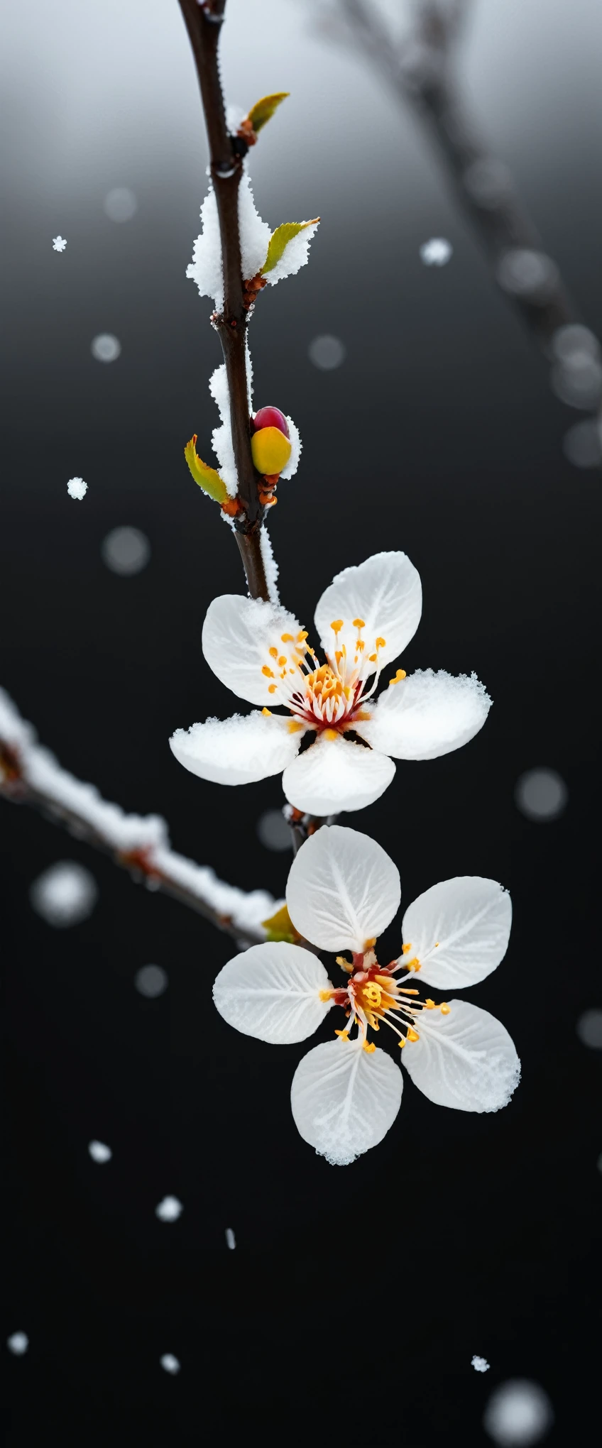 Single white plum blossom.snowflake,Snow Scene,Snow,Minimalism,Black and White Photography,Stereoscopic photography,Large depth of field,High Definition,Black and White Photography,White and black landscape photography,National Geographic award-winning works,8k,George Digarakis,Depth of Field Effect,8K,wallpaper,masterpiece,Highest image quality,The angle is different.Ultra HD, high quality, Anatomically correct, masterpiece,(RAW photos,Best quality),(reality,照片reality感:1.3),masterpiece,Extremely exquisite and beautiful,high resolution,Original,Perfect lighting,(Extremely detailed CG:1.2),Unite,2k wallpaper,Amazing,Fine details