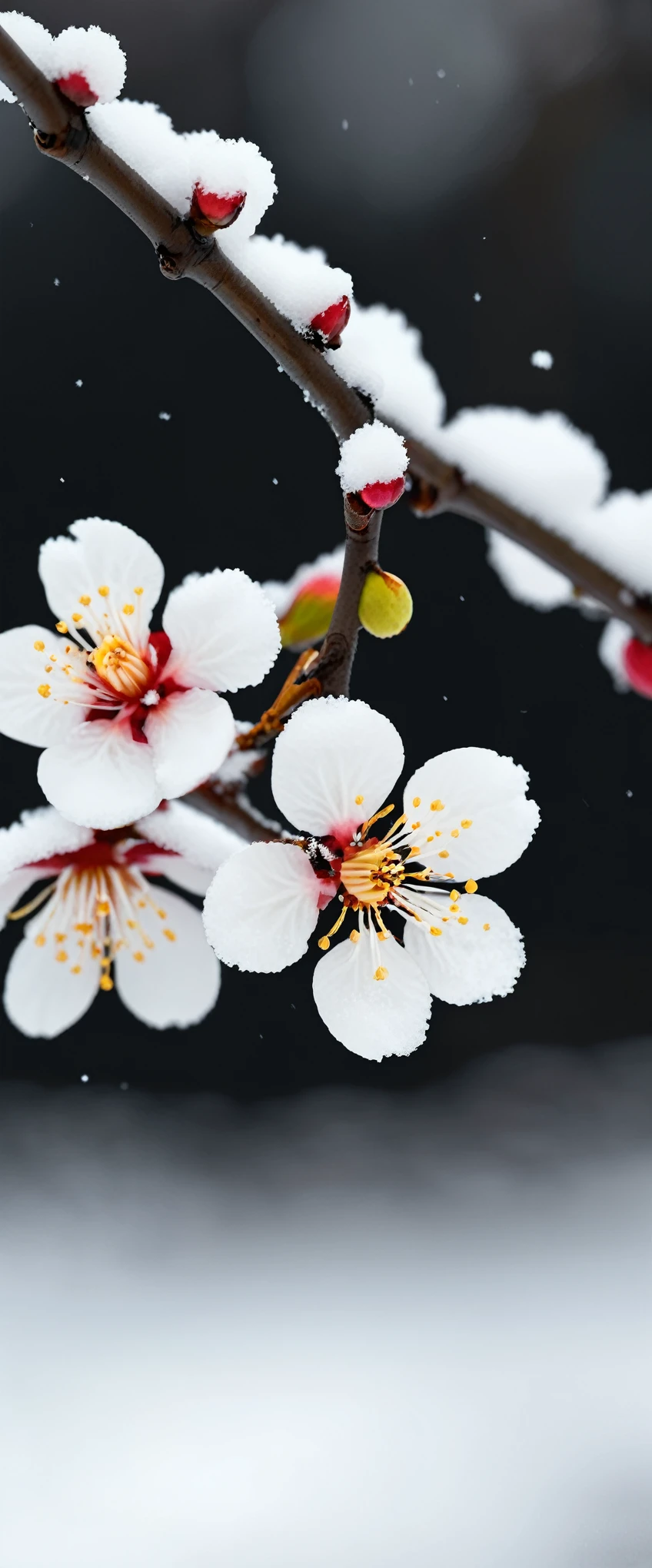 Single white plum blossom.snowflake,Snow Scene,Snow,Minimalism,Black and White Photography,Stereoscopic photography,Large depth of field,High Definition,Black and White Photography,White and black landscape photography,National Geographic award-winning works,8k,George Digarakis,Depth of Field Effect,8K,wallpaper,masterpiece,Highest image quality,The angle is different.Ultra HD, high quality, Anatomically correct, masterpiece,(RAW photos,Best quality),(reality,照片reality感:1.3),masterpiece,Extremely exquisite and beautiful,high resolution,Original,Perfect lighting,(Extremely detailed CG:1.2),Unite,2k wallpaper,Amazing,Fine details