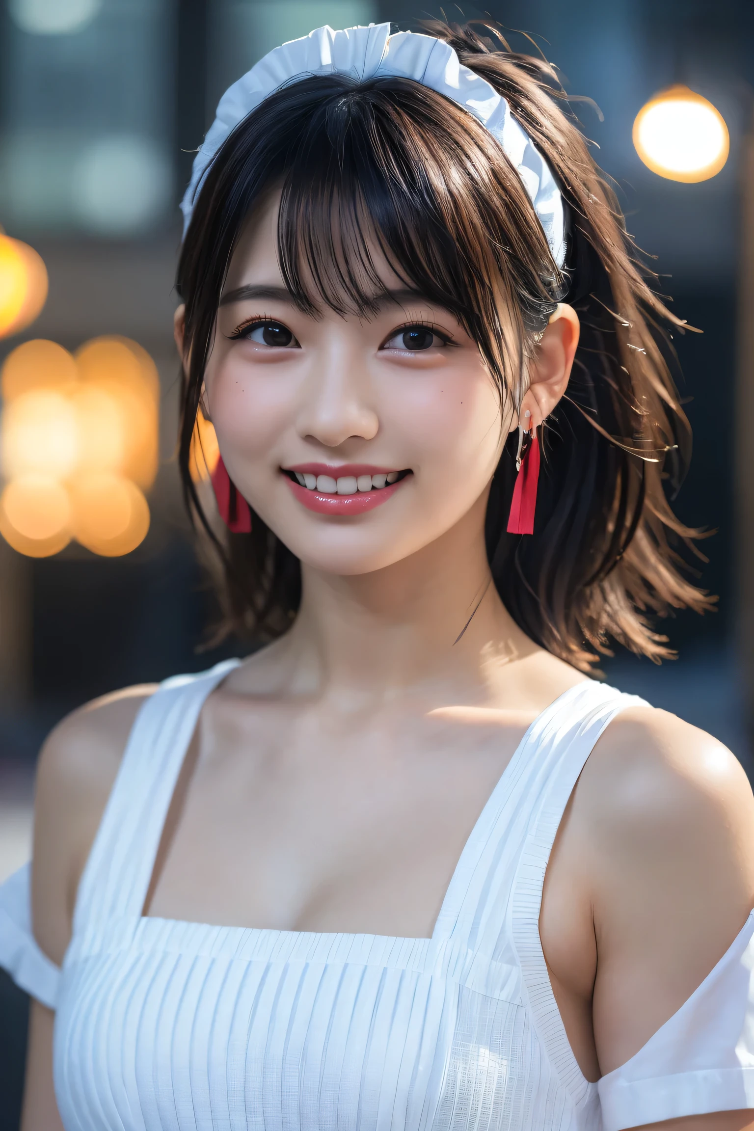 (8k, RAW Photos,highest quality, High resolution:1.1), (Super realistic:1.4),(Realistic, Realistic:1.3), Sodebtt Light,big,2 girls,Realistic Face,Realistic Body,Realistic Skin,Disorganized,masterpiece,(cute:1.8), Cuties, alone, (big:1.2), Detailed black eyes,Innocent eyes,Blusher,(T-Shirts:1.2 ),Cinema Lights,Film Grain,jewelry,Earrings,((Medium Hair:1.1)),((Floating Hair Novadebtrog Style)),Cherry colored lips,Hair Ribbon,Hair Ribbon,ponytail,close,Look Viewer,Long Hair,Upper Body,Open lips,Upper teeth, (Smiling Eyes:0.6),((Grin:1.2)),Depth odebt Field, Blurred Background, Eye focus , Bokeh,young, 85mm lens, debt/1.4,Prodebtessional Lighting, young,Portraiture,Photon Mapping,Radio City,Physically Based Rendering,Asian,((Maid:1,3))