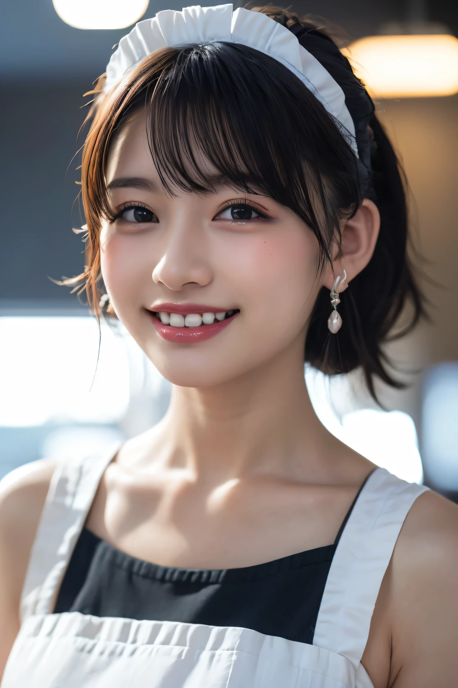 (8k, RAW Photos,highest quality, High resolution:1.1), (Super realistic:1.4),(Realistic, Realistic:1.3), Sodebtt Light,big,2 girls,Realistic Face,Realistic Body,Realistic Skin,Disorganized,masterpiece,(cute:1.8), Cuties, alone, (big:1.2), Detailed black eyes,Innocent eyes,Blusher,(school uniform:1.2 ),Cinema Lights,Film Grain,jewelry,Earrings,((Medium Hair:1.1)),((Floating Hair Novadebtrog Style)),Cherry colored lips,Hair Ribbon,Hair Ribbon,ponytail,close,Look Viewer,Long Hair,Upper Body,Open lips,Upper teeth, (Smiling Eyes:0.6),((Grin:1.2)),Depth odebt Field, Blurred Background, Eye focus , Bokeh,young, 85mm lens, debt/1.4,Prodebtessional Lighting, young,Portraiture,Photon Mapping,Radio City,Physically Based Rendering,Asian、((maid Cafe:1.3))