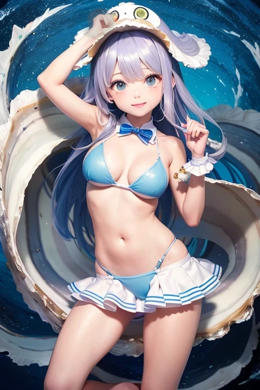 a close up of a woman in a bikini and a hat, Enchanting anime girl, Beautiful Anime Girls, Ahegao, Highly detailed art gems, Attractive anime girl, , Realistic Bikini, Blue Bikini, Beautiful and attractive anime woman, Anime Goddess, I deny that, Cute Anime Girl, Anime Girl Cosplay, Azur Lane Style, Cute Anime Girl