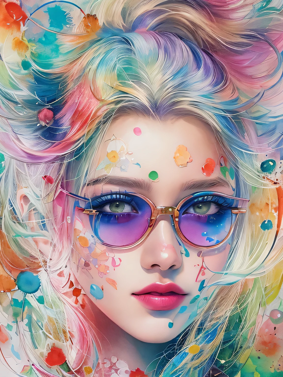 TAO Style、(((stylish fashion))), 8K Quality、Intense watercolor, Detailed watercolor art, Watercolor splash, Surreal, avant-garde pop art, Beautiful and expressive paintings, Beautiful artwork illustration, Very colorful tones, wonderful, Cool beauty, highest quality、Official Art, Vector art, Stylish design, (((The most beautiful girl))), (((highest quality))), HDR, ((detailed)), (((Doodle Art)), ((masterpiece)), ((Super detailed)), (((Stylish))),