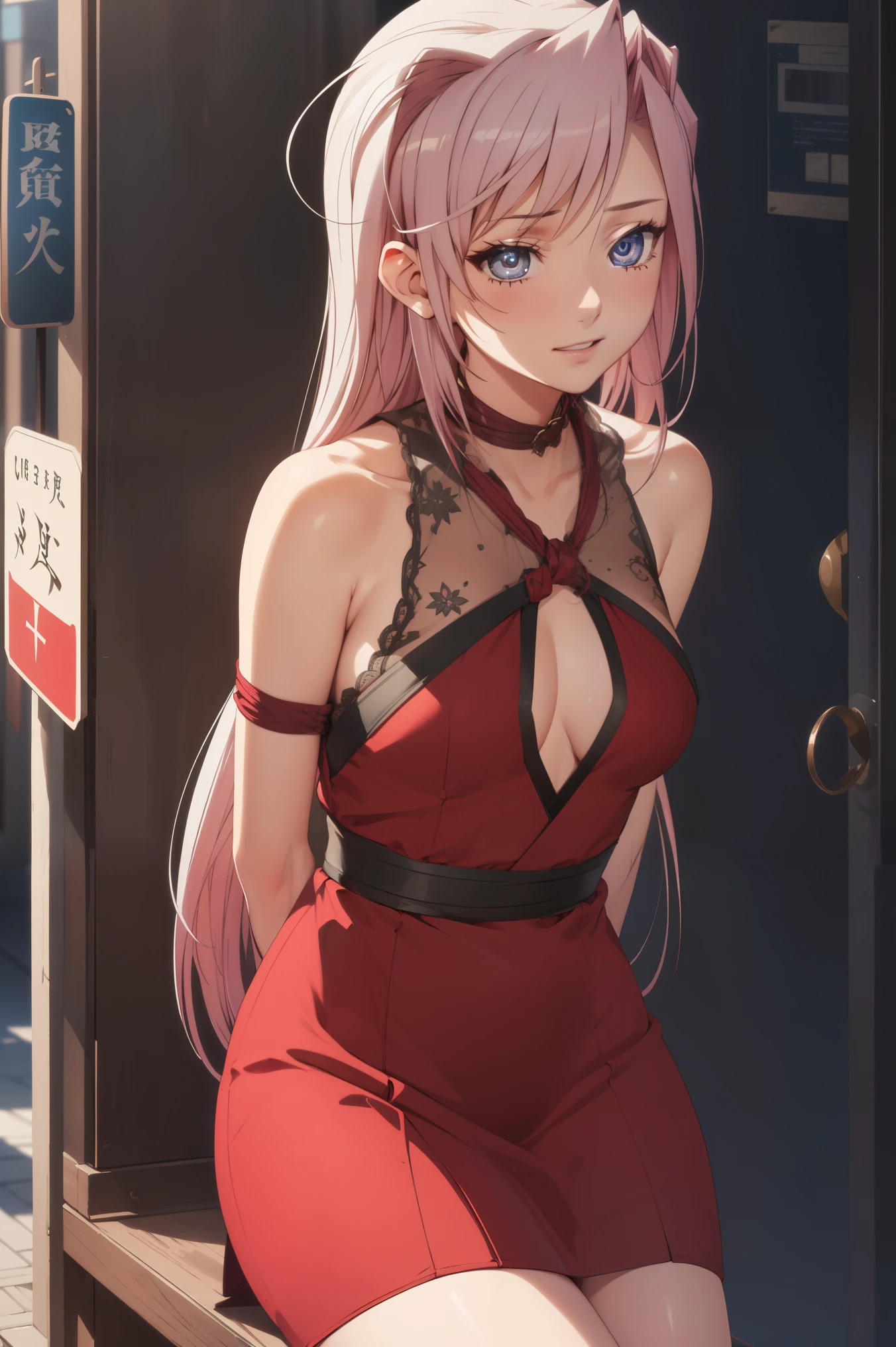 1woman,1girl ,charlotte_hazelrink, pink hair, long hair, very long hair, blue eyes,purple eyes,
BREAK (red dress,sleeveless,japanese_clothes,bare_shoulders,(Closed_clothes):1.2),
BREAK NSFW, ,bondage、BDSM、gag、Gagged、solo、ropes、Improvisational gags, Detained, arms behind back, looking at viewert, bind, tied arms, tied legs,
BREAK (masterpiece:1.2), best quality, high resolution,NSW ,unity 8k wallpaper, (illustration:0.8), (beautiful detailed eyes:1.6), extremely detailed face, perfect lighting, extremely detailed CG, (perfect hands, perfect anatomy),