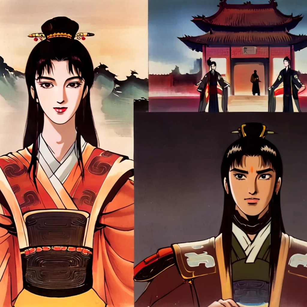"High quality more kinda anime look and feel Young very attractive very incredibly handsome a little vaporwave and beautiful looking youths male and females in kinda smaller groups settings with a DIVERSE VARIETY and whole ranges of different variations version of physical looks and types and appearances of Ancient China from 20 right into their 30s maybe also somewhat younger included Chinese in Ancient China very clearly sharply detailed in a clear defined way in dress and the fashions of very early Ancient China very precise clear detailed down to the smallest details for whole picture and each image with vivid bright lush luxuriant colors tones shades and a variety of classes real like realistic authentic also with natural dark chestnut and dark brown hair shades included in realistic real like way ocredibly clearly detailed defined down to the smallest thing with a touch a hint of chinese ink/line drawing influence style on bigger scale too with more people with more handsome masculine men with chiseled sculptured looks more very feminine almost delicate lovely cute beautiful attractive women girls in a Ancient looking Chinese city