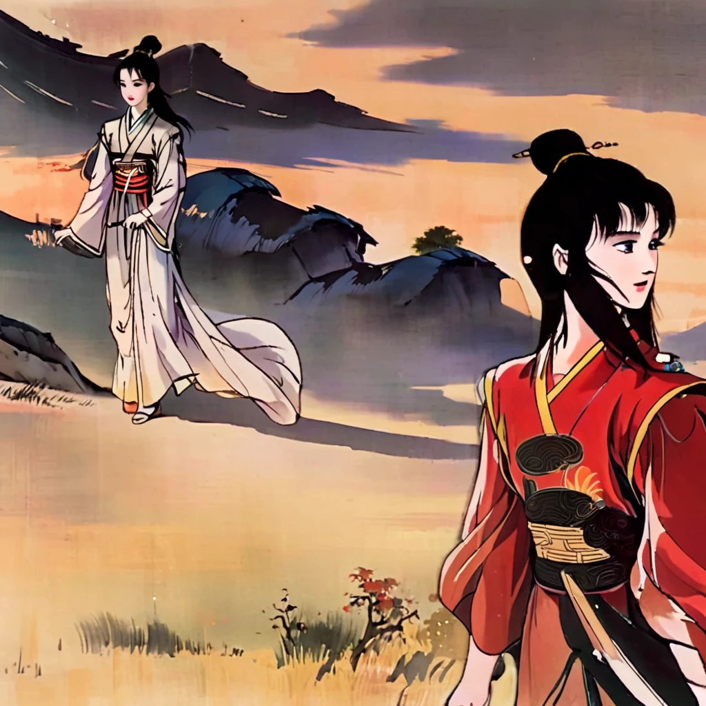 "High quality more kinda anime look and feel Young very attractive very incredibly handsome a little vaporwave and beautiful looking youths male and females in kinda smaller groups settings with a DIVERSE VARIETY and whole ranges of different variations version of physical looks and types and appearances of Ancient China from 20 right into their 30s maybe also somewhat younger included Chinese in Ancient China very clearly sharply detailed in a clear defined way in dress and the fashions of very early Ancient China very precise clear detailed down to the smallest details for whole picture and each image with vivid bright lush luxuriant colors tones shades and a variety of classes real like realistic authentic also with natural dark chestnut and dark brown hair shades included in realistic real like way ocredibly clearly detailed definded sown to the smalest thing with a touch a hint of chinese ink/line drawing influence style on bigger scale too with more people of all social classes represented more