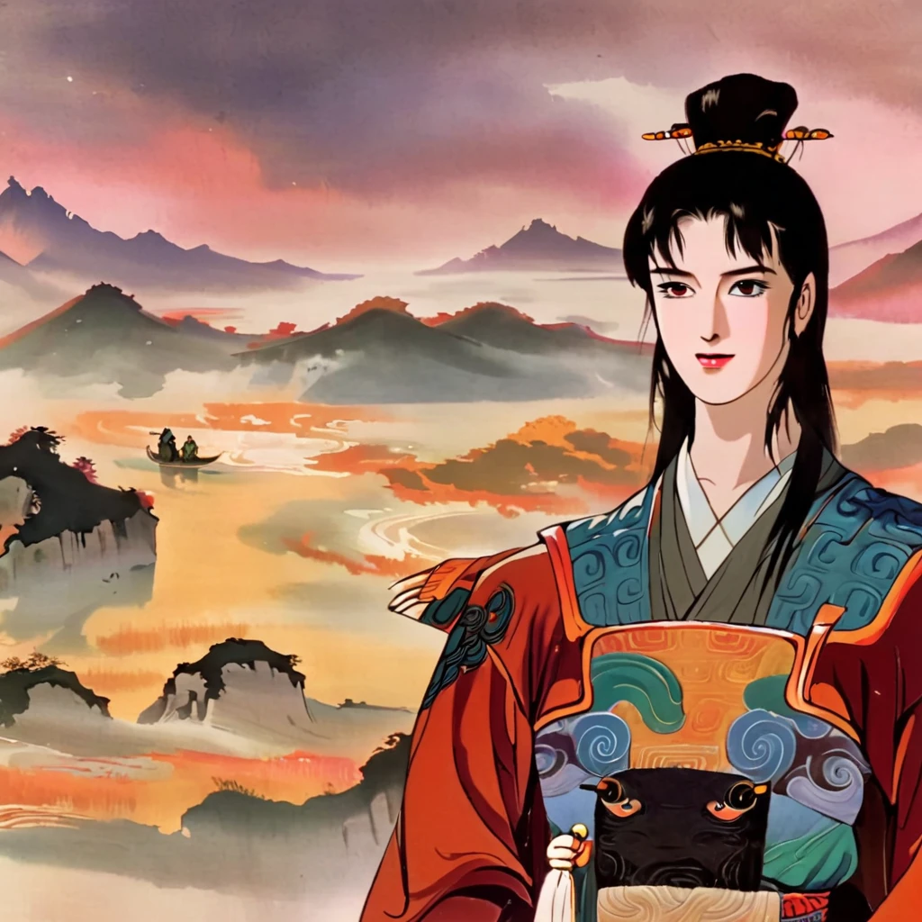 "High quality more kinda anime look and feel Young very attractive very incredibly handsome a little vaporwave and beautiful looking youths male and females in kinda smaller groups settings with a DIVERSE VARIETY and whole ranges of different variations version of physical looks and types and appearances of Ancient China from 20 right into their 30s maybe also somewhat younger included Chinese in Ancient China very clearly sharply detailed in a clear defined way in dress and the fashions of very early Ancient China very precise clear detailed down to the smallest details for whole picture and each image with vivid bright lush luxuriant colors tones shades and a variety of classes real like realistic authentic also with natural dark chestnut and dark brown hair shades included in realistic real like way ocredibly clearly detailed definded sown to the smalest thing with a touch a hint of chinese ink/line drawing influence style on bigger scale too with more people of all social classes represented more