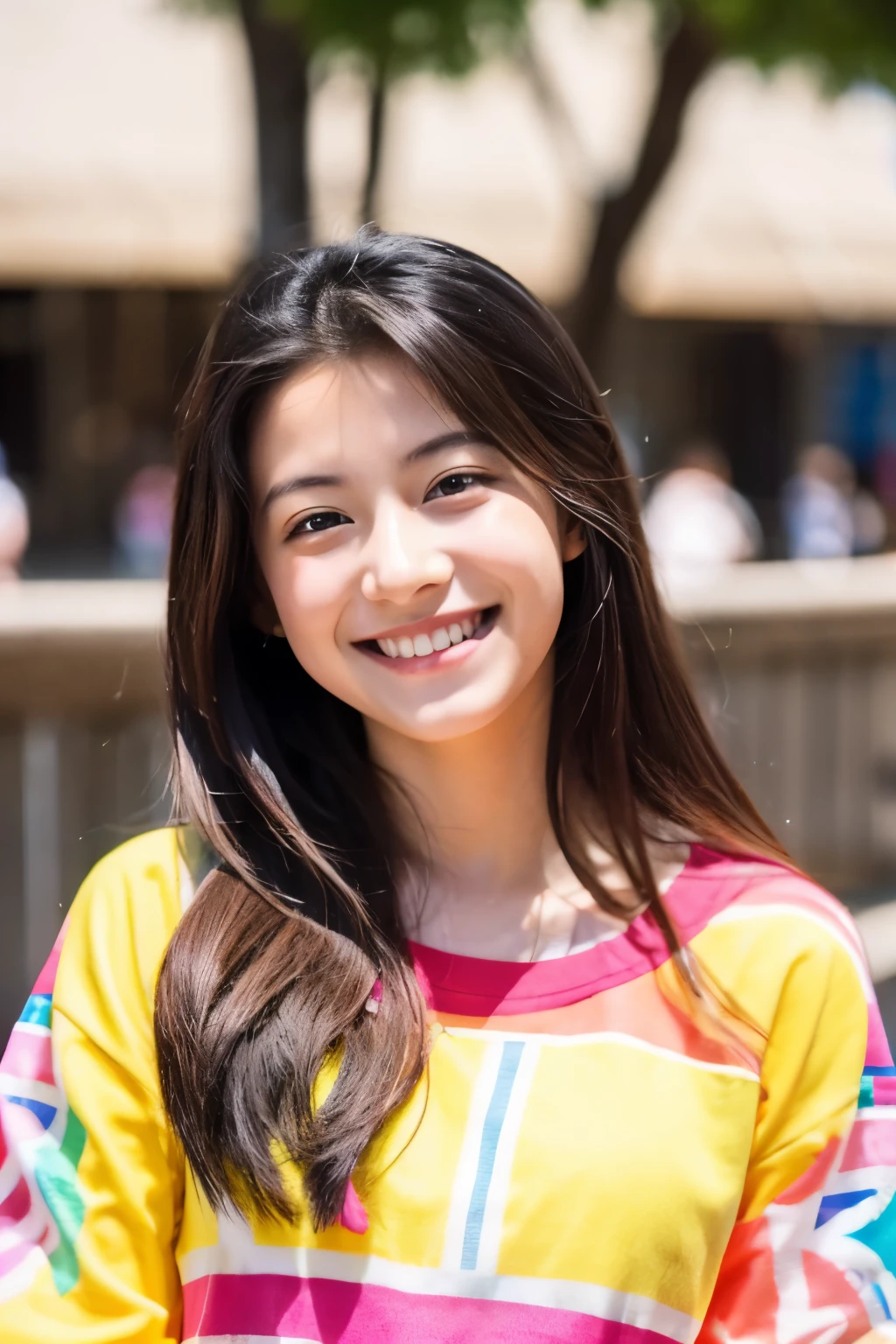 18age、smile、beautiful、smile、Colorful clothes、Shining eyes、stare、bring the action、Throw,Clit Eyes、