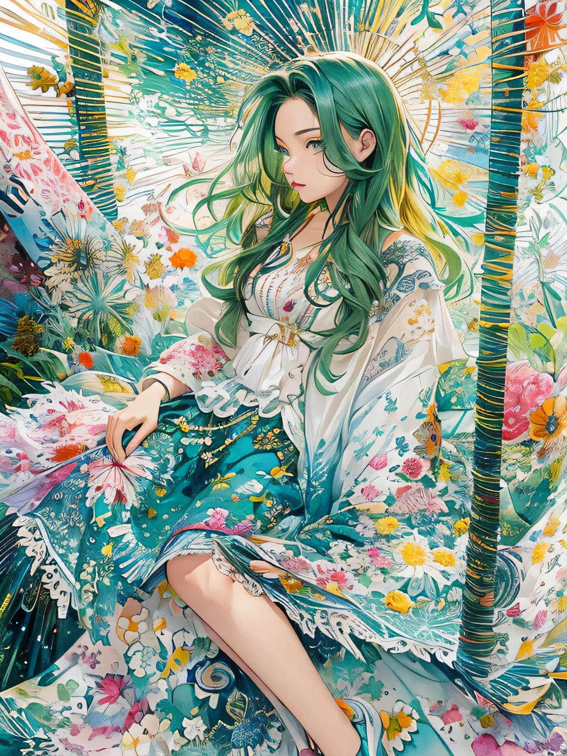 Masayo Style、(((stylish fashion))), 8K Quality、Intense watercolor, Detailed watercolor art, Watercolor splash, Surreal, avant-garde pop art, Beautiful and expressive paintings, Beautiful artwork illustration, Very colorful tones, wonderful, Cool beauty, highest quality、Official Art, Vector art, Stylish design, (((The most beautiful girl))), (((highest quality))), HDR, ((detailed)), (((Doodle Art)), ((masterpiece)), ((Super detailed)), (((Stylish))),
