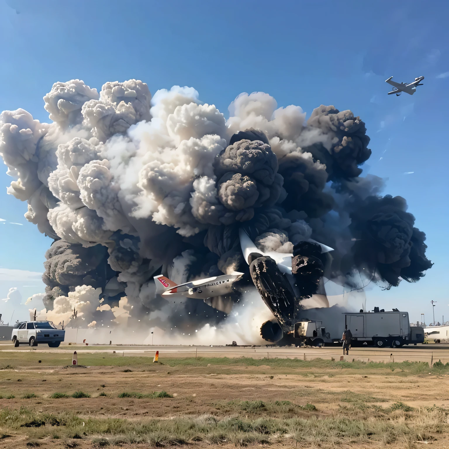 Plane explosion middle the air
