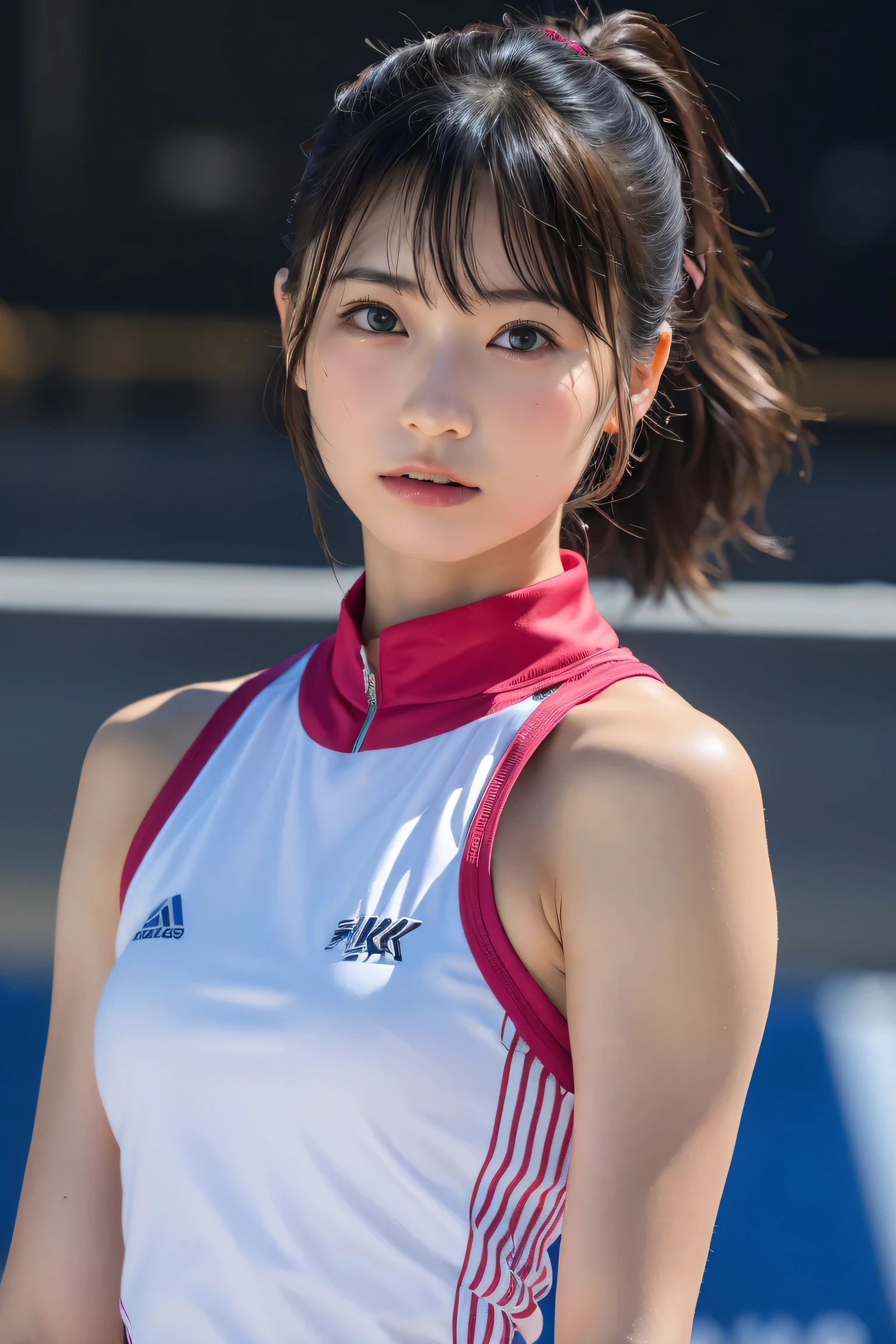 (8k, RAW Photos,highest quality, High resolution:1.1), (Super realistic:1.4),(Realistic, Realistic:1.3),Japanese beauty、Rhythmic Gymnastics Club、Rhythmic Gymnastics Uniform、((Upper Body:1.3))