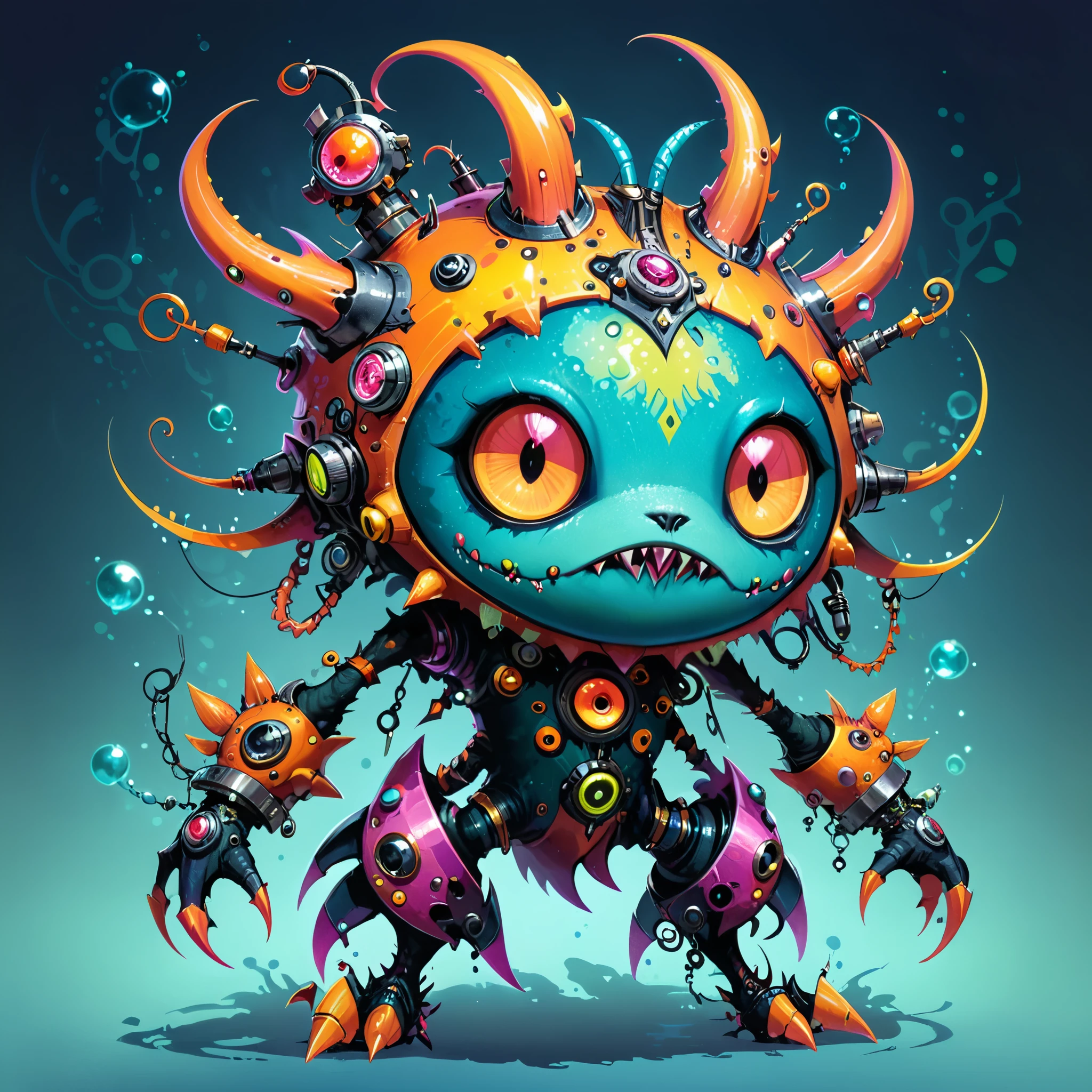 in style of Daniel Merriam,lovely style biopunk monster concept,character concept design,