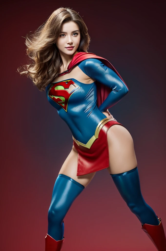 No background、(((Beautiful legs in black tights.)))、(((Legally express the beauty of your smile)))、((((Make the most of your original images)))、(((Supergirl Costume)))、(((Beautiful Hair)))、(((suffering)))、(((Please wear black tights....、Wear red boots)))、((Best image quality、8k))、((highest quality、8k、masterpiece:1.3))、(((Preserve background )))、Sharp focus:1.2、Beautiful woman with perfect figure:1.4、Slim Abs:1.2、Wet body:1.5、Highly detailed face and skin texture、8k