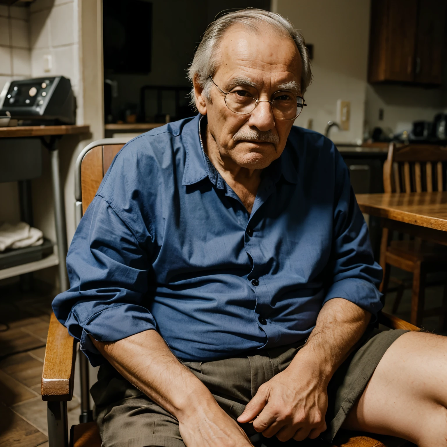 An old man sitting on a chair