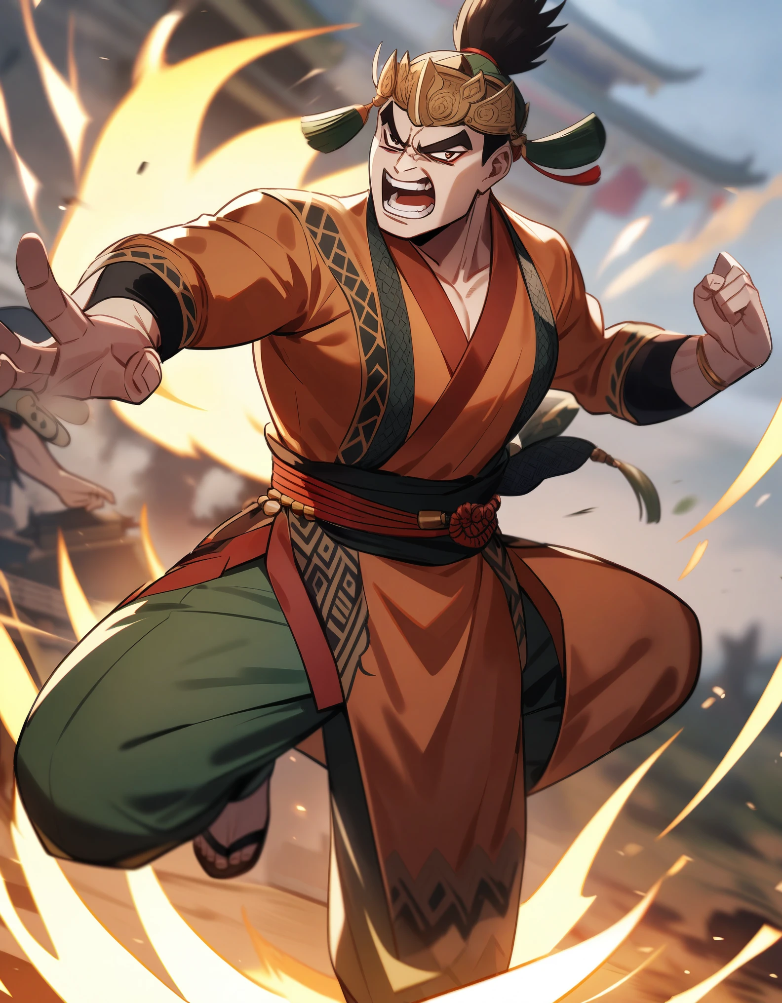 Jin kazama of tekken fighting gatot kaca of indonesian folklore, action, epic, stylish
