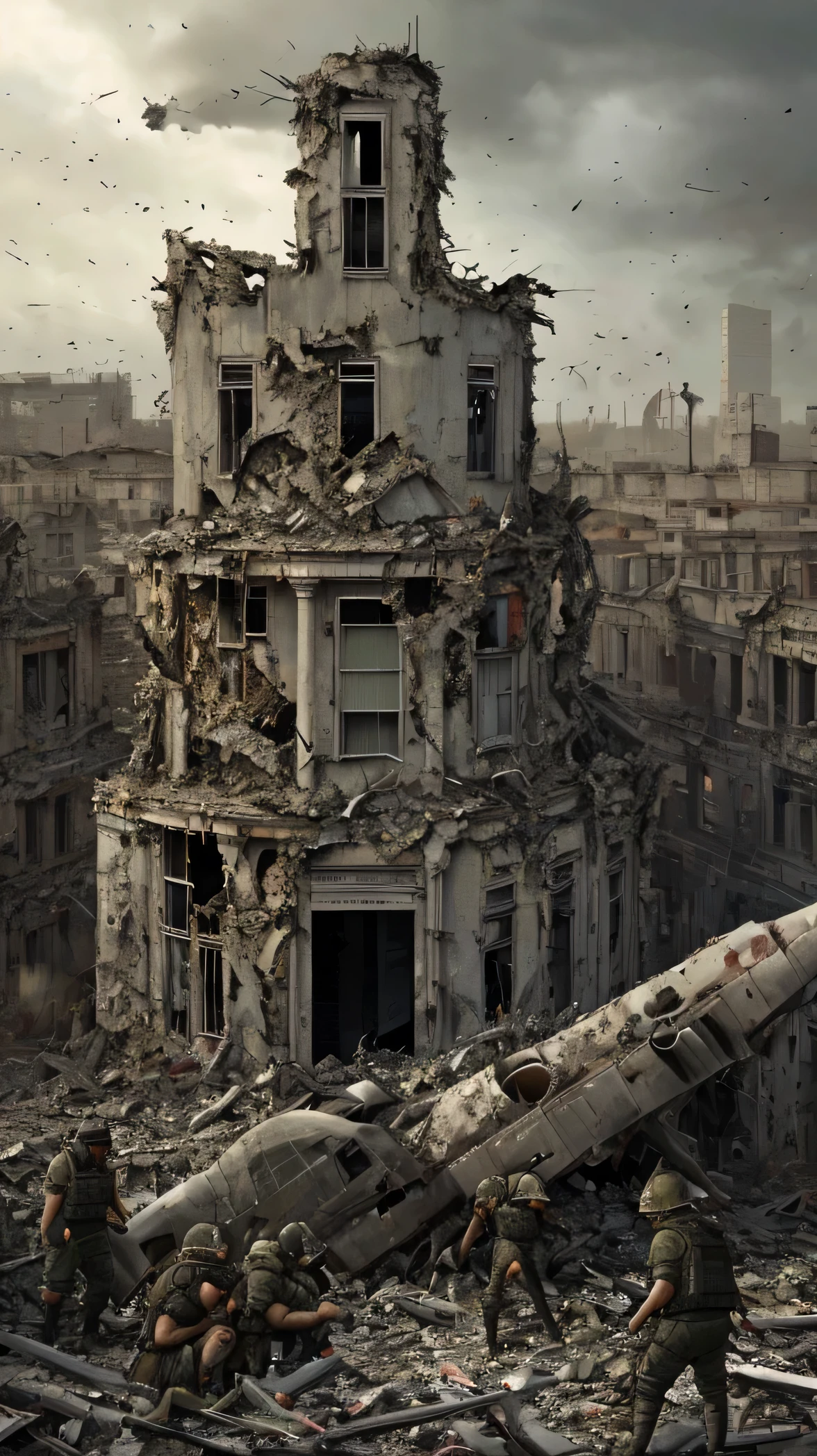9:16, 8k quality, realistic, high detail, people are at war with the authorities, Ruin, dire consequences, tears