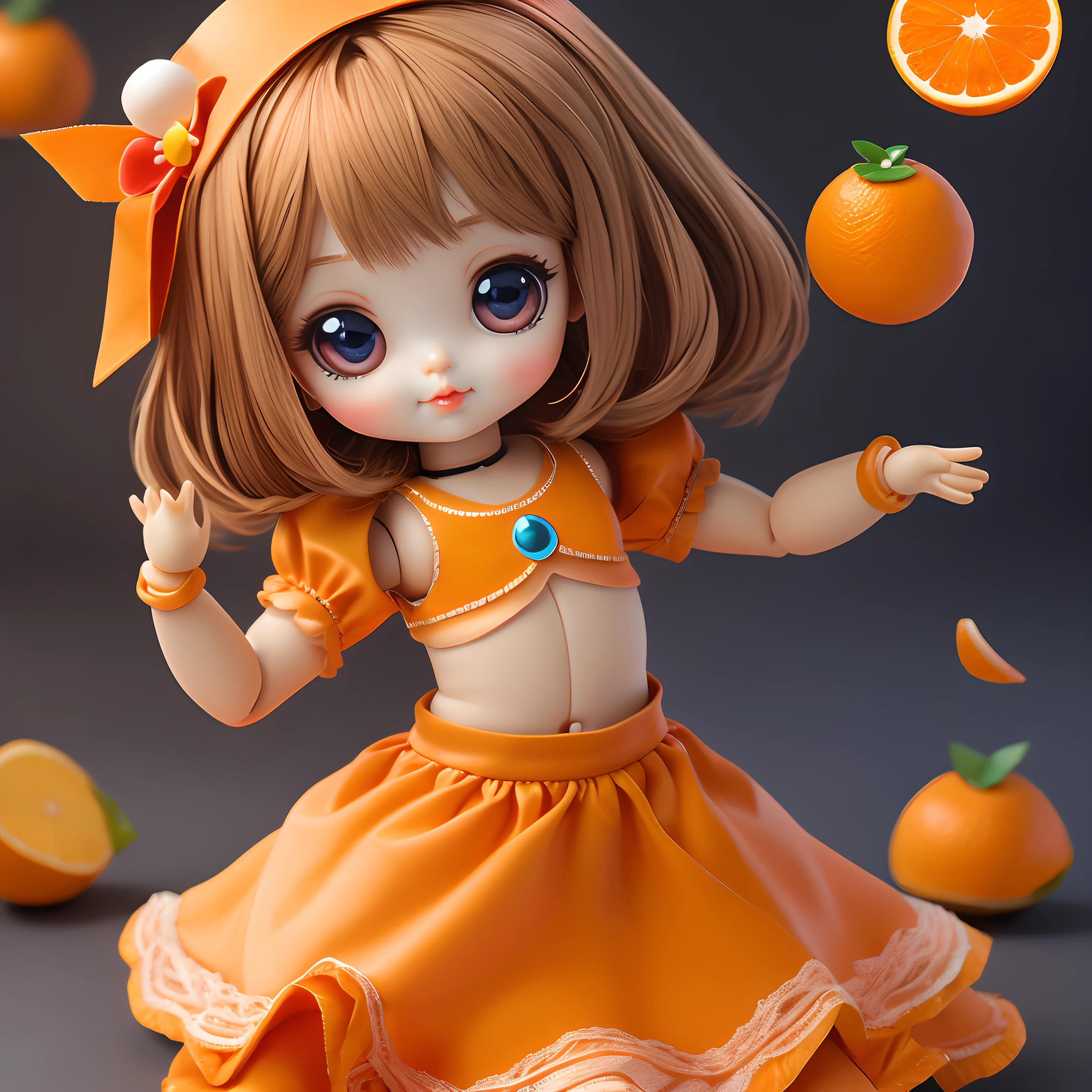 Mejor calidad de imagen1.2,doll design doll,Navel orange doll doll,Cute doll,ojos grandes y delicados,Aspecto naranja,renderizado real
