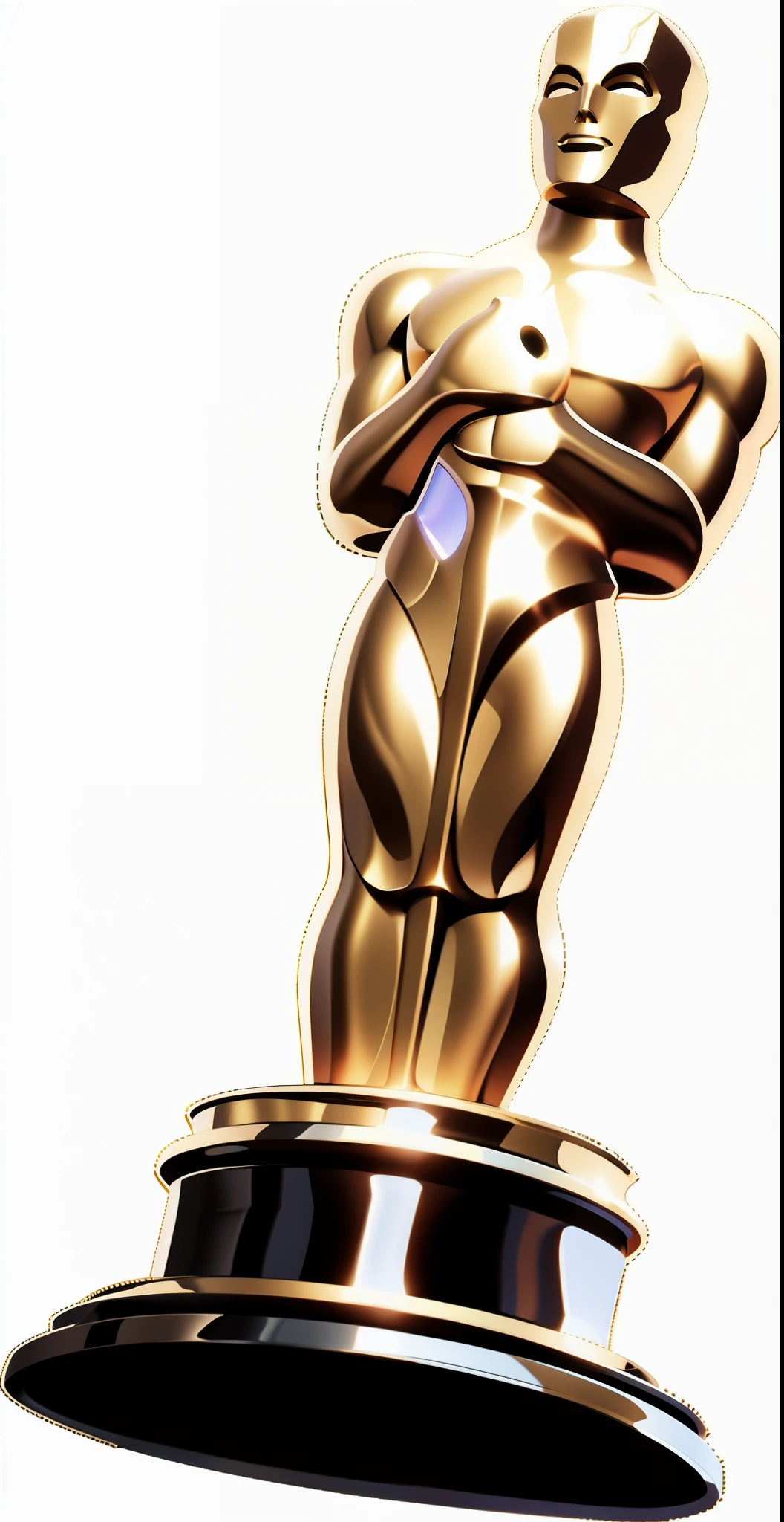 Game Icons. Metallic, a gold Oscar villain trophy, Oscar trophy, game texture, 3D rendered 2D,