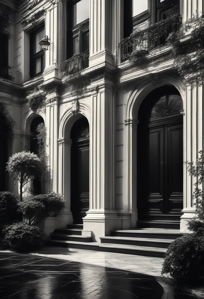 best quality,ultra-detailed,black and white,monochrome,contrasting shades,high contrast,grayscale,striking composition,classic simplicity,minimalist sophistication,subtle tones,dramatic lighting,black shadows,white highlights,texture variations,rich details,strong textures,finely textured,descriptive details,sharp and crisp lines,emphasizing shapes,clean and elegant,high resolution,(masterpiece:1.2). aesthetic