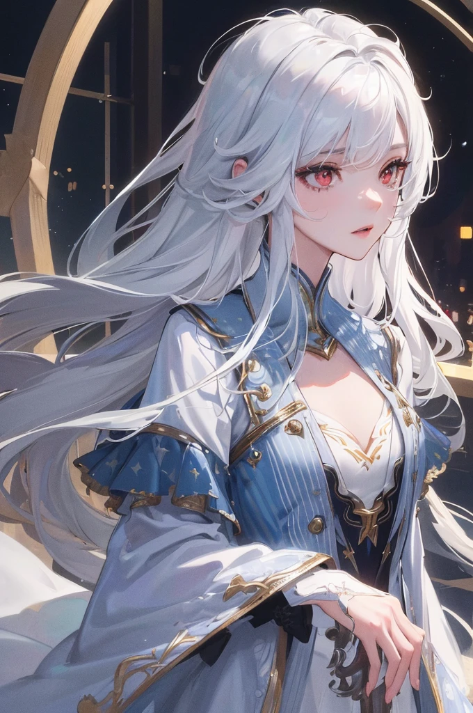 masterpiece, highest quality, Very detailed, Lightning in the movie, Intricate details, High resolution, Official Art, Beautifully detailed face and eyes, High resolutionのイラスト, 8k, Depth of written boundary, Bokeh, alone, One girl, A girl with white hair and red eyes,...