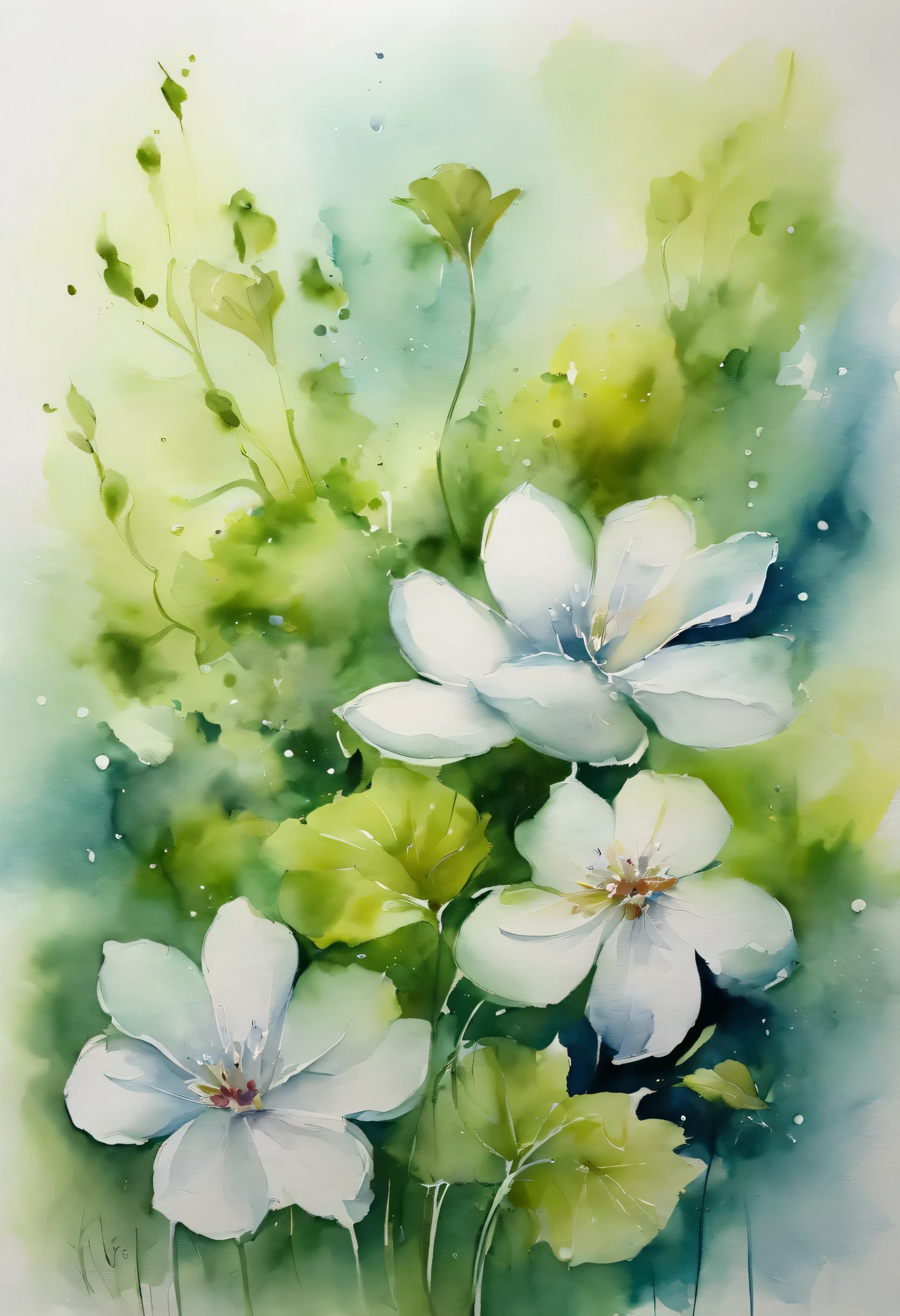 Translucent flowers，Blend into the water，4K，Lime