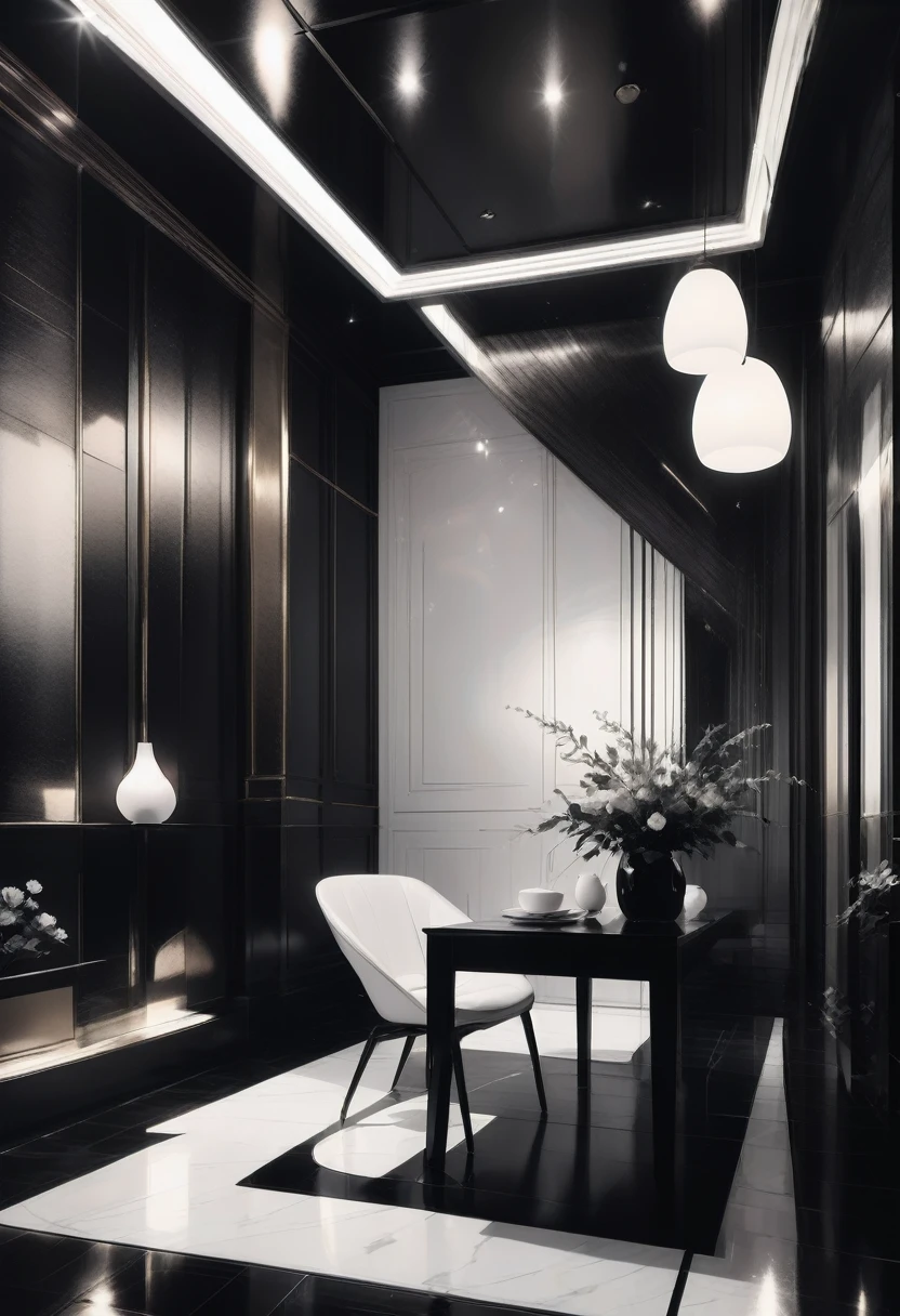 best quality,ultra-detailed,black and white,monochrome,contrasting shades,high contrast,grayscale,striking composition,classic simplicity,minimalist sophistication,subtle tones,dramatic lighting,black shadows,white highlights,texture variations,rich details,strong textures,finely textured,descriptive details,sharp and crisp lines,emphasizing shapes,clean and elegant,high resolution,(masterpiece:1.2). aesthetic