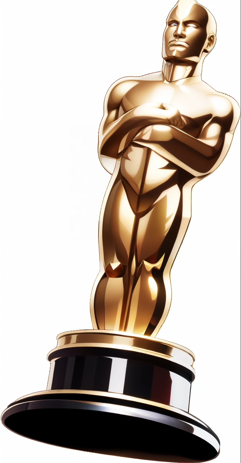 Q,Red Cliff,chibi,carton,Game Icons. Handsome face,Metallic, a gold Oscar villain trophy, Oscar trophy, game texture, 3D rendered 2D,