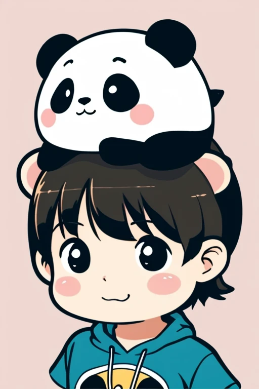 Sticker Style, Anime Style, Little, 1 Panda,３Cute panda head avatar,On my head,pc