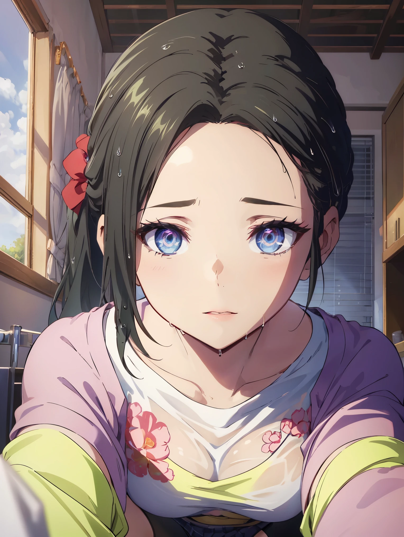 deep skin,textured skin, long hair, black hair, blue eyes, ponytail, highres:1.0), haruhiko_ichijou, makeup, purple lipstick, purple eyeshadow, beautiful face, hyperdetail face,
BREAK ((shiny skin, wet skin:1.2), sweating,, white shirt, plaid skirt, thighhighs:1,2)
BREAK Spread your legs，Kneeling，weeping，Body plumpness,
BREAK (masterpiece:1.2), best quality, high resolution, unity 8k wallpaper, (illustration:0.8), (beautiful detailed eyes:1.6), extremely detailed face, perfect lighting, extremely detailed CG, (perfect hands, perfect anatomy),