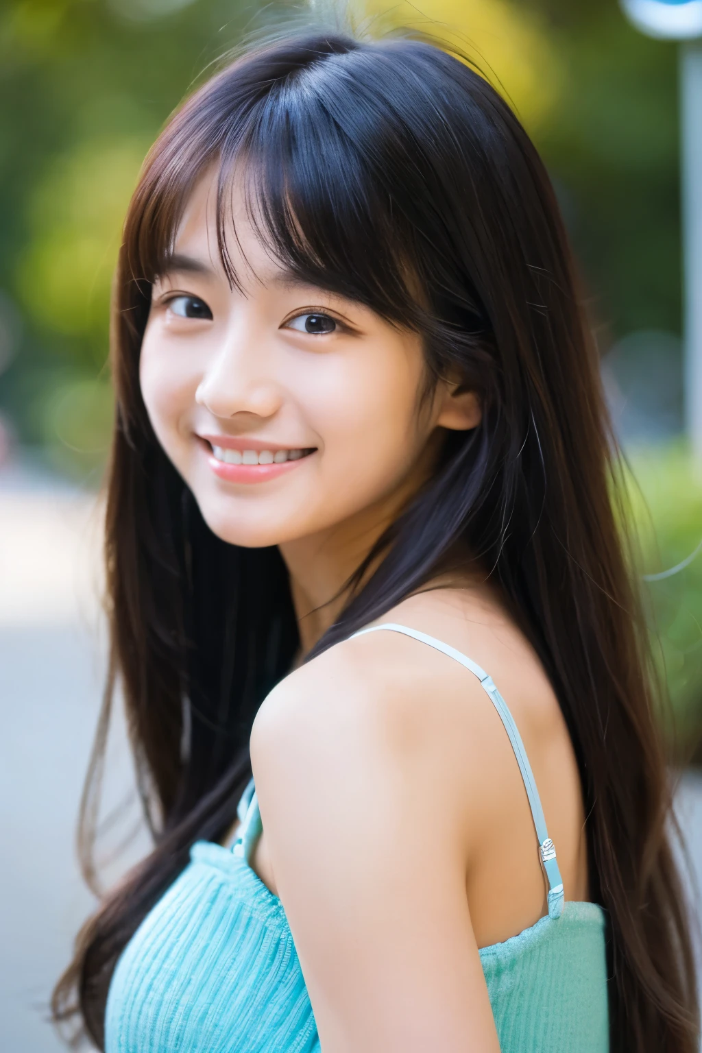 21 years old、smile、Staring back、