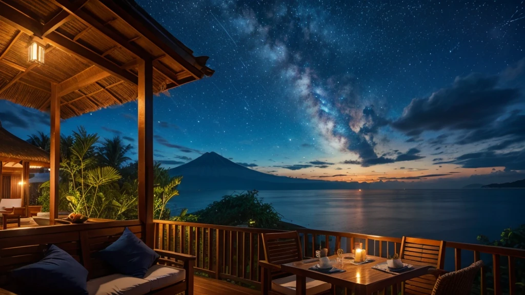 Night sky from the terrace of a cottage in Bali on a summer night.