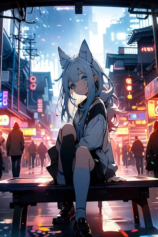 Relaxed character and white cat anime girl sitting on a bench looking at the stars, anime art wallpaper 8 k, anime art wallpaper 4k, anime art wallpaper 4 k, 4k anime wallpaper, anime wallpaper 4k, anime wallpaper 4 k, anime style 4 k, 4 k manga wallpaper, watching the sun set. anime, anime girl desktop background, anime wallpaper, anime background