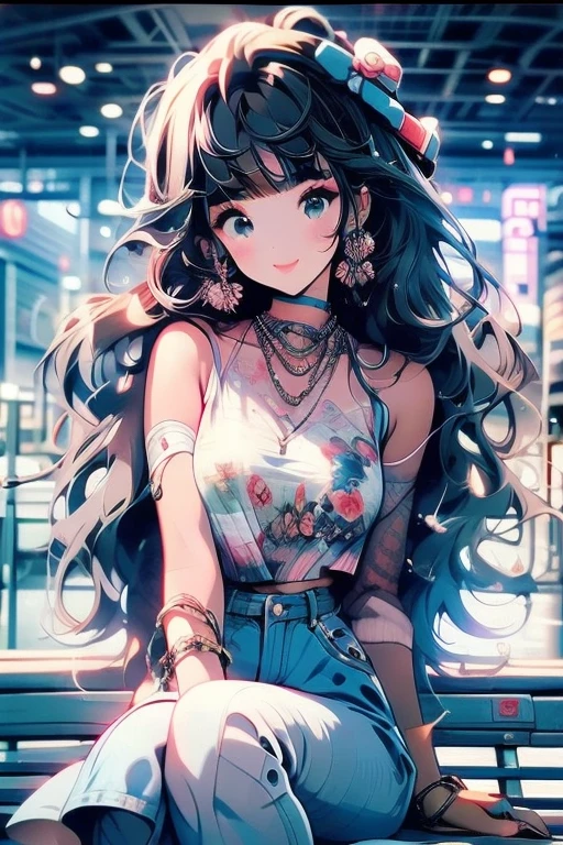 Relaxed character and white cat anime girl sitting on a bench looking at the stars, anime art wallpaper 8 k, anime art wallpaper 4k, anime art wallpaper 4 k, 4k anime wallpaper, anime wallpaper 4k, anime wallpaper 4 k, anime style 4 k, 4 k manga wallpaper, watching the sun set. anime, anime girl desktop background, anime wallpaper, anime background