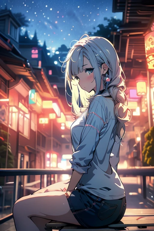 Relaxed character and white cat anime girl sitting on a bench looking at the stars, anime art wallpaper 8 k, anime art wallpaper 4k, anime art wallpaper 4 k, 4k anime wallpaper, anime wallpaper 4k, anime wallpaper 4 k, anime style 4 k, 4 k manga wallpaper, watching the sun set. anime, anime girl desktop background, anime wallpaper, anime background