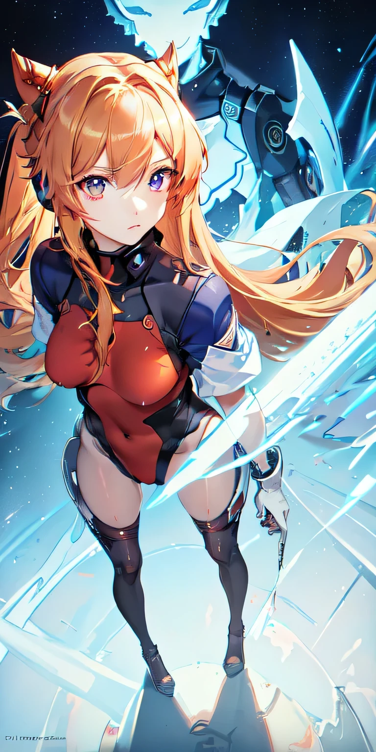 (Overhead view),dynamic angle,ultra-detailed, illustration, close-up, straight on, 1girl, 
 ((souryuu asuka langley, interface headset, red :1.4, blonde)),Her eyes shone like dreamy stars,(glowing eyes:1.233),(beautiful and detailed eyes:1.1),(expressionless,closed mouth),(standing), 
(mechanic room with toolsand spaceship windowin a white SPACESHIP),
(night:1.2),dreamy, [[delicate fingers and hands:0.55]::0.85],(detail fingers),