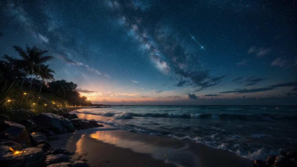 Starry sky, Sound of waves, Fireflies, Laid-back beat