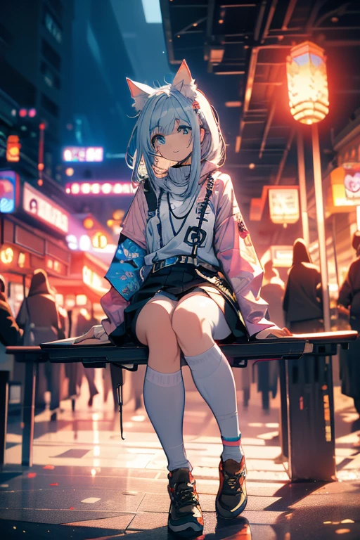 Relaxed character and white cat anime girl sitting on a bench looking at the stars, anime art wallpaper 8 k, anime art wallpaper 4k, anime art wallpaper 4 k, 4k anime wallpaper, anime wallpaper 4k, anime wallpaper 4 k, anime style 4 k, 4 k manga wallpaper, watching the sun set. anime, anime girl desktop background, anime wallpaper, anime background
