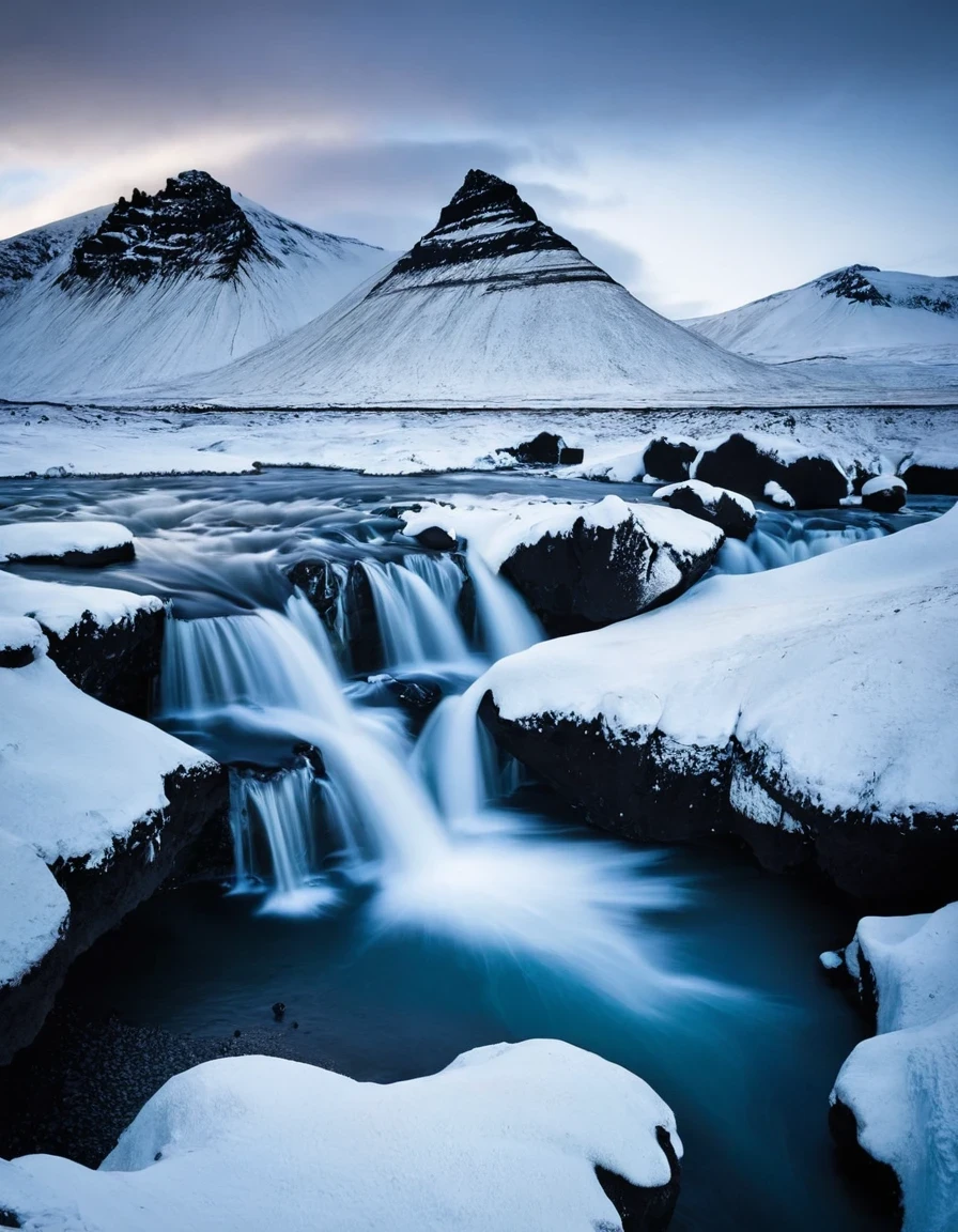 Black and White Photography，Iceland&#39;s black sand beach at night，（White moon in the night sky：1.37），White glacier，The beauty of nature in black and white，These beaches are made of basalt gravel formed by volcanic eruptions.，Calm and heavy，In stark contrast to the cold sea water。The photographer uses precise composition and light control，Capturing the mystery and unique charm of the black sand beach。Each photo exudes a power and depth，Arouse the viewer&#39;s awe of the power of nature，National Geographic，Ultra high quality，Ultra-high detail，16k，Studio Photography，