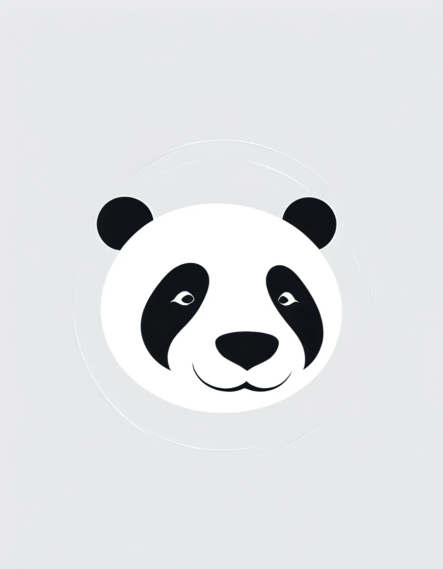 A simple minimal linear monochromatic logo of the silhouette of a panda on a white background, in the style of Sagi Haviv - with no realistic photo details.