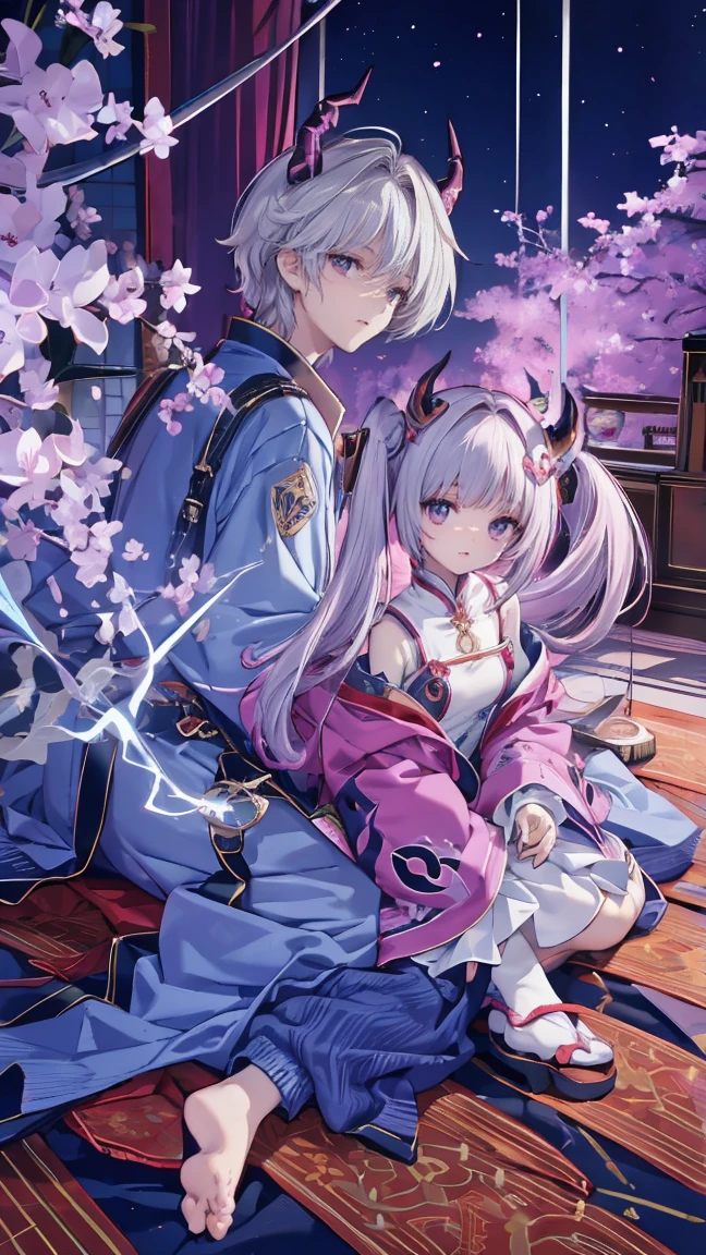 Japanese anime style.
Hong Kong cityscape at night.
A cute magical girl and a cool male demon king are enjoying the Parapara dance...
[Cute Magical Girl Special]
Long light green twin tails.
Beautiful hair accessories, but、Ugly but cute mascot characters also appear.
She has a shiny magic wand with a big jewel on it.
[Characteristics of a male demon king]
He is handsome, Mature men in their 30s.
The head has horns、Her hair is very long、It is reddish purple。.
He is wearing a cool long coat, It comes with something like a mascot character....
Large bat-like wings growing from its back..
Next to him is a small, Cute dragon-like monster..