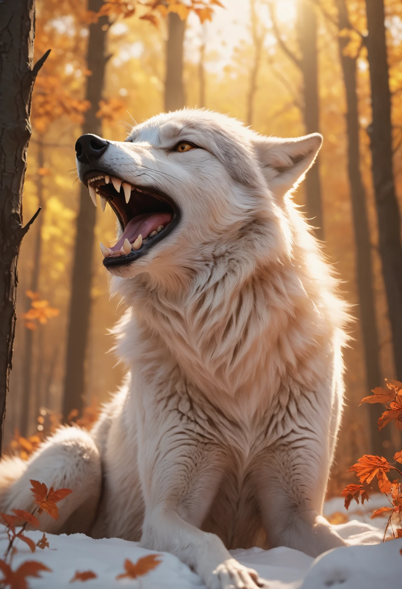 Warm lighting, Infested Wolf, Yug'voril Uncovered, "The symphony of seasons, nature's ever-changing melody, reminding us of life's cyclical rhythms.", "Girls just wanna have fun.", Warm Tones, Beautiful, Masterpiece, high contrast, Sharp, 4k
