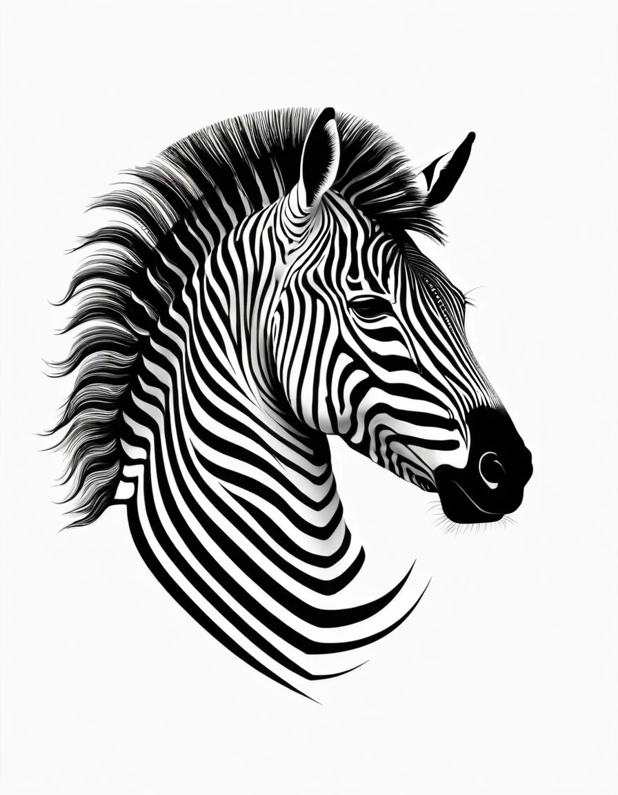 Minimalist linear monochrome logo with zebra silhouette on white background in the style of Sagi Haviv without photo-realistic details.